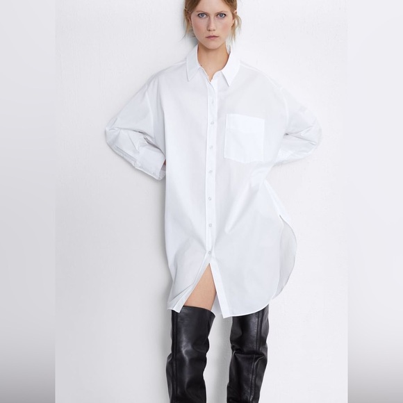 Zara Dresses & Skirts - White Oversized Shirt Dress